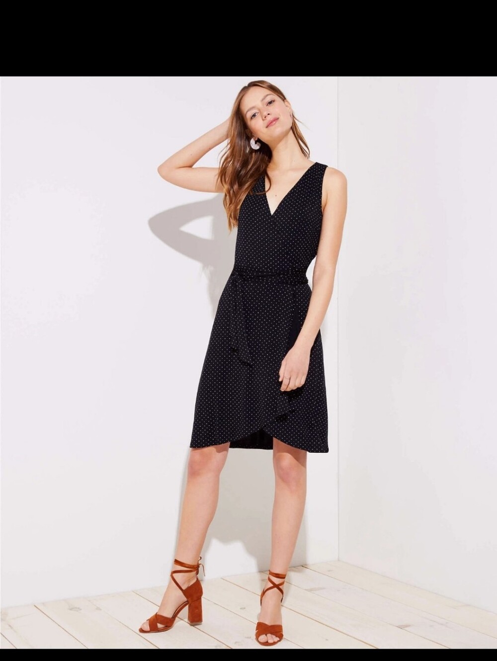 NWT Loft Polka Dot Wrap Dress SP Capsule Business Casual Cottage Normcore Vacay
